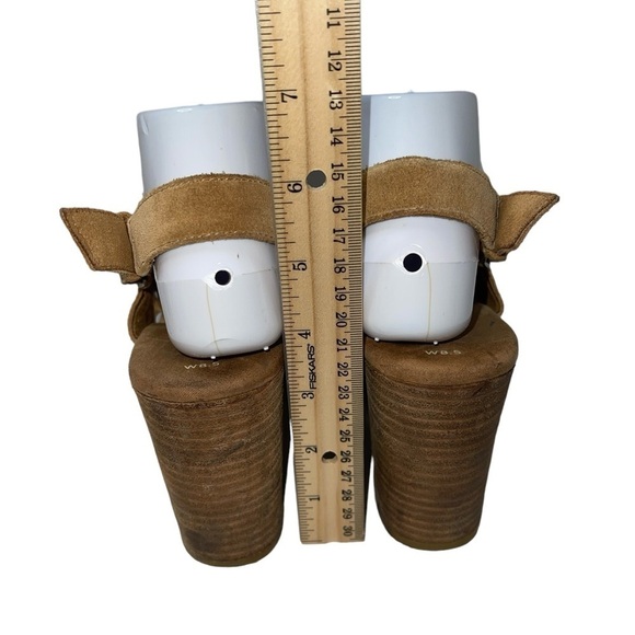 TOMS Women's Sandals Size 8.5 Tan Suede "Ibiza" Platform Buckle Close Open Toe - Picture 7 of 13